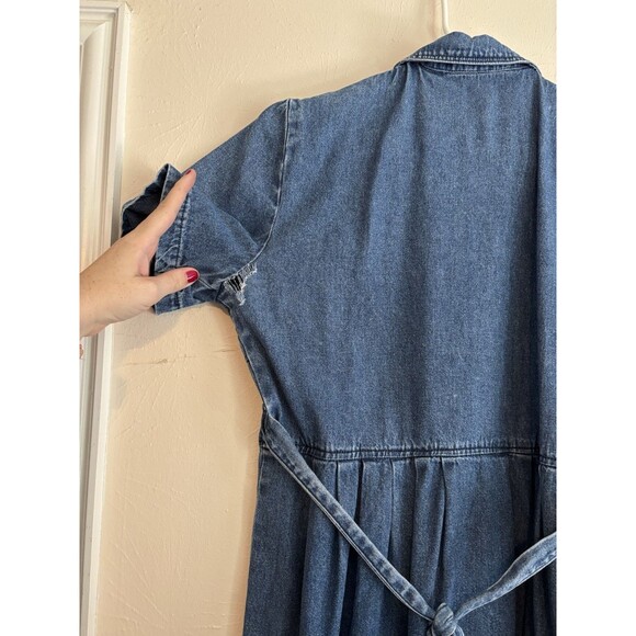 Vintage Olivia Rose Long Maxi Denim Dress Embroidered Flowers Womens 10M - Picture 9 of 10